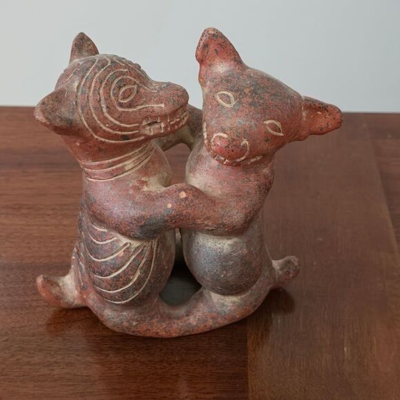 Vintage Colima Dancing Dogs Mexican Pottery Folk Art 6" - Picture 3 of 8